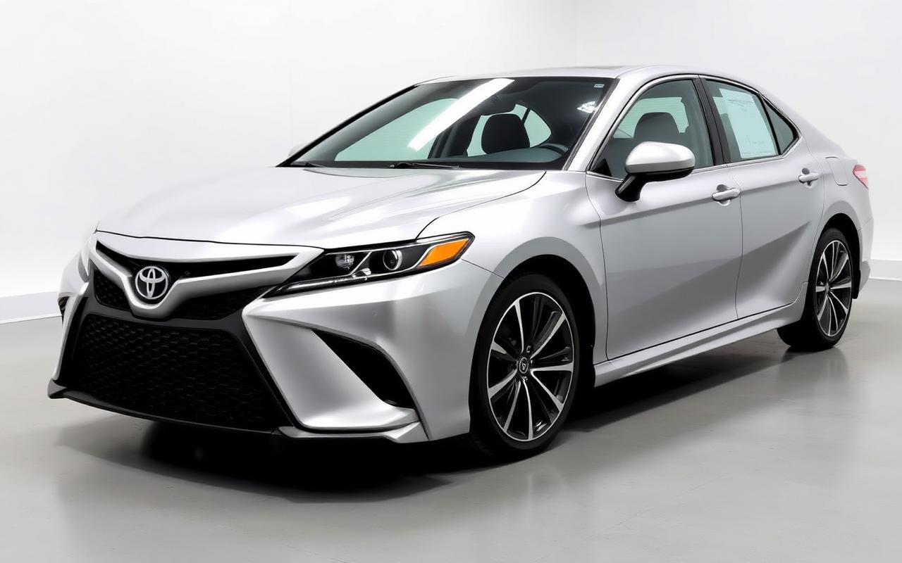 2023 Toyota Camry XSE in silver, front three-quarter view